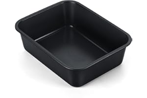 Homikit Deep Baking Pan, Stainless Steel Cake Tin Small Roasting Tray, Great for Lasagna Brownie Meat, Non-Stick Coating & Healthy, Heavy Duty & Rust Proof, Black - 27 x 21 x 8 cm