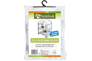 VERDELOOK | Telo di Ricambio in PVC Trasparente per Serre cod: 647 e 647/19, Resistente, Protezione Piante, Apertura Frontale con Cerniera, per Serre a 2 Ripiani, 69x49x98 cm, Serra 2 ripiani
