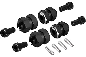 INJORA Schwarzes Rad Hexadezimal Nabe +8mm Extender für Axial SCX24 Upgrade 1/24 RC Crawler, 4 Stück