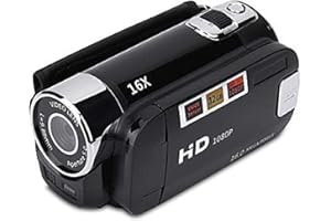 Socobeta Digitaler Camcorder Videokamera Camcorder 16x HD 32g Externe Speicherkarte 270° Drehung dv Player(Schwarz)