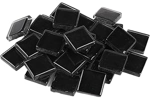 ANKTILY 200g Glass Mosaic Tiles Square Crystal Mosaic Stones Glass Pieces for DIY Art Craft Decoration,1.5x1.5cm(Black)