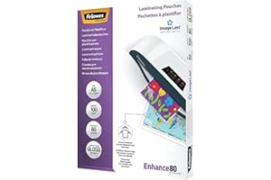 Fellowes Enhance A5 80 Mikronów Laminujących Woreczki (Opakowanie 100 Sztuk), Przezroczyste