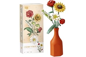 IWILCS Blumenstrauß Bausteine, 568 Klemmbausteine Bausteine Blumenstrauß Bausatz, DIY künstliche Blumen,Kompatibel mit 10280 Creator Expert Flower Bouquet,zur Dekoration und Sammlung(ohne Vase)