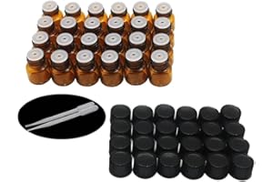 Yizhao Flacon Echantillon Huile Essentielle Vides 1ML, Fiole en Verre Amber avec [Réducteurs d'Orifice], pour Massage, Aromathérapie, Bouteille de Laboratoire -24Pcs