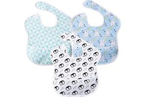 LITTLE DIMSUM Babero Impremeable con mangas para bebé Resistente al agua Niños Alimentación Babero de Delantal de Manga Impermeable Con Mangas Babero (Pingüino & Oso & Triángulo)