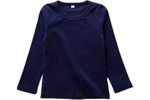 BINIDUCKLING Kinder Basic Top Mädchen Jungen Langarm-T-Shirt Einfarbig