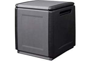 INTEC - Cassapanca portaoggetti 130L grigio/nero 54 x 53 x 57 cm Maniglie di trasporto in polipropilene