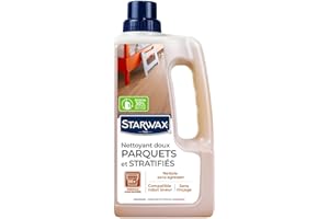 STARWAX - Nettoyant Doux pour Parquets et Sols Stratifiés - Elimine les Taches sur les Parquets et les Sols Stratifiés - Sans Rinçage - Non Glissant -Fabriqué en France - 1L - 50 entretiens de 50m²
