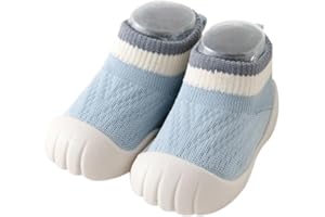 HEOXIN Calcetines Antideslizantes Bebe, Bebe Niña Zapatos Primeros Pasos Calzado Respetuoso Suela Suave Agarre, Puntera Anticolisión Choque de Colores Malla Zapatillas Caminantes, S-L