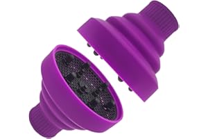 JOIYHY Diffusore in Silicone, Diffusore Capelli Ricci, Diffusore Portatile Capelli Ricci, Adattabile a Asciugacapelli con DIAMETRO 4.2-4.8cm, Pieghevole e riutilizzabile (Viola)