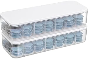 SUMTree 2 Pack Plastic Contact Lens Organizer Cases, Daily Disposible Contact Lens Dispensers and Organizers, Travel Contact Case Divided Storage Boxes for Cosmetic Contact Lens, Clear