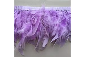 Sowder Frange con piume di tacchino per feste, matrimoni, cucito, artigianato, costumi, confezione da 2 metri (lavanda)