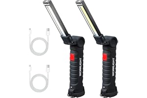 OSKUGLIN Linterna Led Recargable, Lampara Taller Luz Portatil Mecanico de Trabajo COB USB Lámpara de Trabajo LED y puntero Ultra Violeta, Batería de Litio y base de carga (COB)