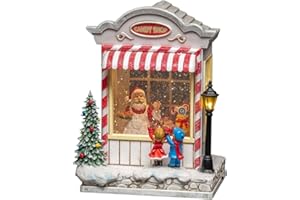 Konstsmide Linterna LED de globo de nieve para tienda de dulces y escena de Papá Noel, relleno de agua/decoraciones de Navidad para uso interior (IP20) / música opcional de ocho canciones/funciona con