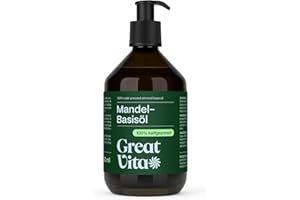 ‎MEA VITA GreatVita Mandel Basisöl, 1er Pack (1 x 500 ml) vegan, gentechnikfrei, ideal zur Haut- und Haarpflege, für Aromatherapie & als Basisöl für Massageöle oder Naturkosmetik