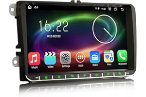 Erisin 9 Pulgadas 8-Core 4GB+64GB Android 14 Radio Coche Bluetooth GPS Navigator para VW Passat B6 Golf 5/6 T5 Polo Touran Tiguan Jetta Skoda Seat Soporta CarPlay Android Auto Dab WiFi OBD FM DSP Ops