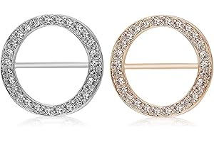 CCAIPU 2 Pcs Scarf Rings Buckle, White Cubic Zirconia Brooch Pin Simple Silk Scarf Hoop Buckle Clothes Corner Knotted Metal Buckle Fashion Scarf Ring Clips Jewellery Gifts for Women Girls