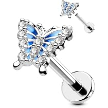 JewelryWe Orecchini Piercing Helix E Cartilagine In Acciaio Chirurgico | Set Con Fiore, Zampa, Fiocco Di Neve