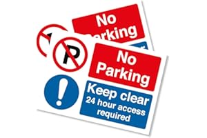 Punkcards - No Parking Sign - 2 Pack - “No Parking Keep Clear 24 hour Access Required” - Safety Sign - Warning Sign - A4 Sign - 210mm x 297mm - 3mm Correx