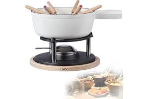 Fondue Gusseisen für Brennpaste - Fondueset Traditionell Ohne Strom - Fleischfondue für 6 Personen - Käsefondue Fonduetopf 2,