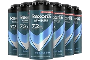 Rexona Men Advanced Protection Cobalt Dry Déodorant en spray anti-transpirant offrant jusqu'à 72 heures de protection contre la transpiration et les odeurs corporelles - 6 x 150 ml - Pack économique