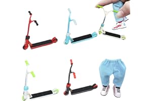 PXDUCN Finger Scooter,Finger Skateboards,6Pcs Include Finger Scooters and Mini Shoes and Pants,Two Wheel Mini Scooter Fingerboard Finger Training Children's Educational Toys for 14+ Years Old