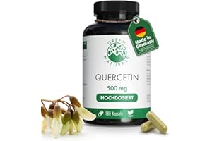 ‎GREEN NATURALS Quercetin Kapseln – Hochdosiert: 500 mg mit natürlichem Japanischen Schnurrbaum (Sophora Japonica) – 100% Vegan & ohne Zusätze – 180 Kapseln (6 Monate) – Green Naturals®
