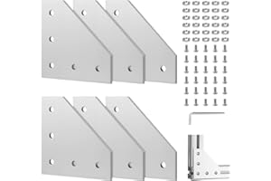 EXLECO 6er Eckhalterung Verbindungsplatte Aluprofil 30x30 Eckhalterungsplatte Eckwinkelplatte Außenprofil L Profil Aluminium mit Muttern Schrauben Schraubenschlüssel für 7mm Schlitz Aluminiumprofil
