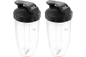 ‎DRELD DRELD 2 Set Ersatzteile für Nutribullet Entsafter Becher 32 OZ, 2 Stück Nutribullet Ersatzbecher mit Deckel, Kompatibel mit Nutribullet Entsafter 900W/600W (32oz/940ml)