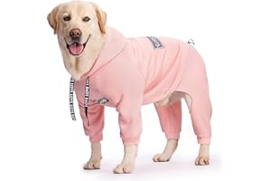 YEAPEETO Dog Hoodies Winter Coat for Large Medium Dogs, Pullover 4 Legs Dog Warm Coat Hooded Sweatshirt, Dog Fleece Hoodie Coat for Winter Cold Weather (XX-Large, Pink)