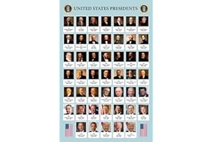 POSTER FOUNDRY 2023 Edition Präsidenten der Vereinigten Staaten Diagramm mit Präsident Joe Biden USA Präsidentschafts Klassenzimmer Diagramm pädagogisch coole Wanddekoration Kunstdruck Poster 40,6 x 61 cm