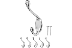 Fuxxer® 5 x Classic Coat Hooks Wall Hooks Iron Vintage Country House Retro Chrome Finish