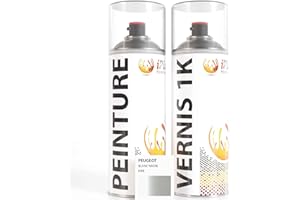 ipixline Kit Retouche Peinture Carrosserie Voiture - Bombe Aérosol Peinture Auto 400 ml, Vernis Brillant 1k 400 ml - Compatible avec Peugeot - Blanc Nacre KWE