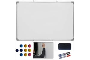 ARASO-UK LTD ARASO-UK School Home Office Dry Wipe Magnetic Pen Tray Aluminium Trim Dry Wipe Whiteboard, Duster Markers & Magnets (600mm x 400mm)