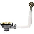 SopimusZ Polished Gold Finish Kitchen Sink Basket Strainer Waste, Round Overflow,Kitchen Sink Waste Kit Gold Kitchen Sink Waste and Overflow