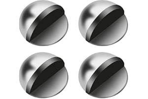 YUNYU 4Pcs Self-Adhesive Floor Door Stoppers,Oval Stainless Steel Door Stop,Floor Mounted Half Moon Doorstop,Wall Protector Polished Doorstop with Glues,Durable for Home Office Use, Silver