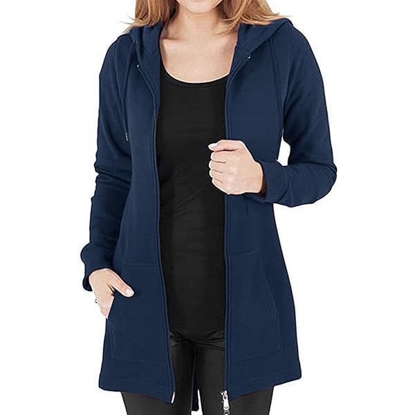YFFUSHI Warme jas met capuchon voor dames, lange mouwen, fleece gevoerde winterjas, winterparka, bovenkleding, Zwart, L