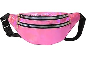 WUPENGZON Bauchtasche Gürteltasche Damen, Verstellbarer Gurt Hüfttasche,Sport Wasserdicht Hüfttasche,Holographische Fanny Pack mit Taschen für Damen Outdoor Wandern Reisen Party Festiva (Rosa)