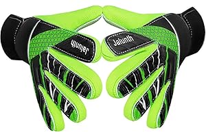 Jalunth Gants de Gardien But Enfant Jeune Junior avec Protections des Paume en Latex Antiderapant et Dos Main PU Convient Entrainement et Compétition Gant de Foot Gardien pour Garcon Fille Garçons