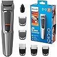 Philips 9-in-1 All-In-One Trimmer, Series 3000 Grooming Kit for Beard & Hair with 9 Attachments, Including Nose Trimmer, Self-Sharpening Blades, UK 3-Pin Plug - MG3722/33