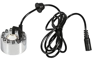 Headerbs Halloween-Party-Nebel-Hersteller, 24 V Farbwechsel-Ultraschall-Nebel-Hersteller Wasser-Brunnen-Teich-Zerstäuber-Luftbefeuchter 12 LED(Adapter (europäischer Standard))