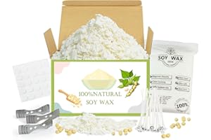 JULWHISPER 100% Soy Wax for Candle Making, 2KG Candle Making Kit Vegan Cruelty-Free Soy Wax with Candle Wicks, Wicks Stickers, Wicks Centering Devices