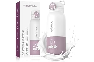 COMFYER Portable Baby Bottle Warmer, Safe for Breastmilk/Formula, 3-Min Quick Warm,12000mAh Battery USB-C Fast Charge, Large Bottle Capacity, Milk Warmer On-The-Go, Temperature Control