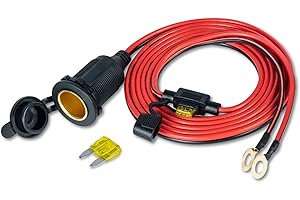 FBBULES 12V/24V Auto Steckdose, Zigarettenanzünder Buchse Wasserdicht Kfz Steckdose mit 2 Stück 20A Sicherung und 2M 14AWG Verlängerungskabel für Auto Motorrad Marine Wohnmobil Boot