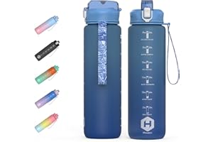 HOMEEX 1 Litre Water Bottle Motivational Fitness Sport Water Bottles with Straw & Time Maker, BPA-free Plastic Drink Bottle 3l Design for,Gym (Blue)