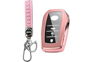 【5 Couleurs】 MEDZUK Compatible avec Toyota Yaris 4 | Yaris Hybrid | GR Yaris | Yaris Cross 2020-2023 2024 Coque de clé de Voiture avec Porte Clés Accessoire Protection (Rose)