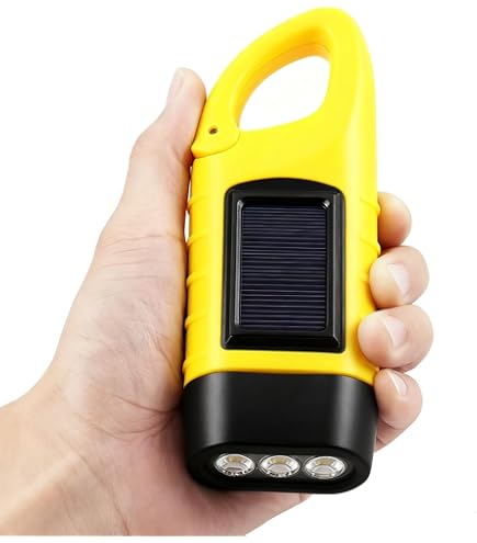 Torcia Energetica Portatile A Manovella E Solare - Ricaricabile, Impermeabile, 1000 Mcd, Per Campeggio Ed Emergenza