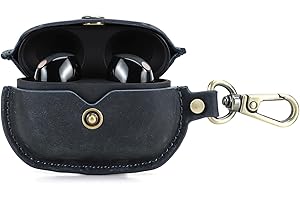 CONTACT'S FAMILY Etui do Sony WF-1000XM5, Sony wf-1000xm5 skórzane etui, etui ochronne na słuchawki z prawdziwej skóry kompatybilne z Sony WF 1000XM5 z haczykiem na klucze (niebieski)