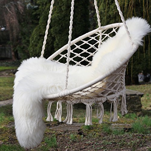 Lammfell weiß – temperaturausgleichende Lammfelle zu jeder Jahreszeit auch ideal als Lammfelldecke (100-110 cm) - 3