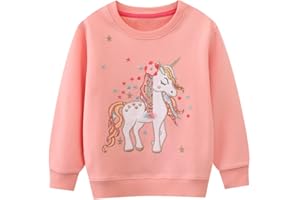 Little Hand Girls Jumpers Unicorn Cotton Crew Long Sleeved Toddler Casual Sweatshirt Top Kids Clothes Child Pullover Age 1-7 Year